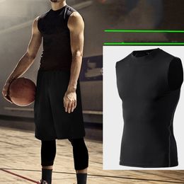 Men Compression Quick Drying T Shirt Vest Sleeveless Stretch Gym Sports Tank Tops 220622