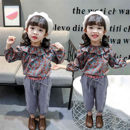 Kids Clothes Girls Heart Pattern Tracksuits For Girls Tshirt Pants Girls Clothes Casual Style Kids Clothing 210412