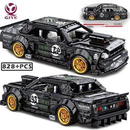 QIYE Mustanged City Technical Pull Back Car Building Blocks Speed Racing Vehicle Bricks MOC Assemble Toys For Boy Children Gifts 220715