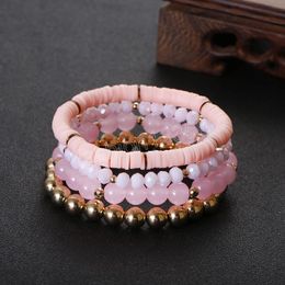 8mm Stretch Bracelet Set Bohemia Natural Beads Multilayer Beaded Women Wristband Bracelet Jewellery Gift 5 Colour