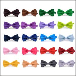 Bow Ties Fashion Accessories 12X5.5Cm Solid Colour Adjustable Wedding Party Club Shirts Decor For Men Dhwip