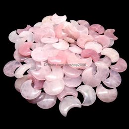 Stone Loose Beads Jewelry Natural Crystal 30X25X8Mm Moon Ornaments Quartz Healing Crystals Energy Reiki Gem Hand Pieces Living R Dhorp