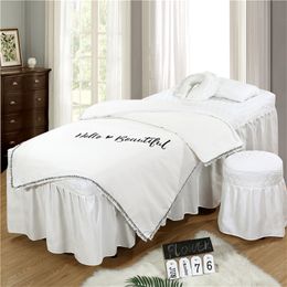 Custom pcs Beautiful Beauty Salon Bedding Sets Massage Spa Use Embroidery Duvet Cover Bed Skirt Quilt Sheet #a 220622