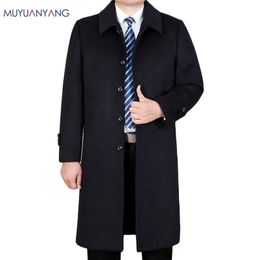 Mu Yuan Yang Winter New Cashmere Wool Jacket Men s High Quality Jacket Fashion Slim Lapel Long Coat Men s Business Casual M LJ201106