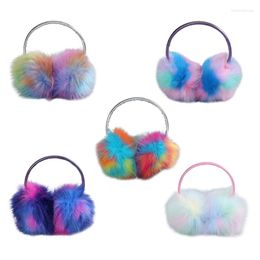 Berets Santa Ears Warmer Iridescent Gradient Plush Earmuffs Women Girl Christmas Fur Ear Muffs Auroral ColorBerets