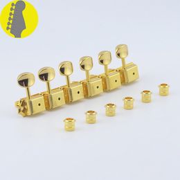 Gold 6 In-line Guitar Locking Machine Heads Tuners electric bass