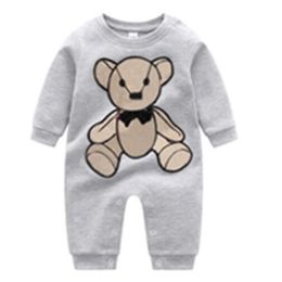 Newborn Baby Clothes Sets Designer Plaid Striped Embroidery Cartoon Bear Boy Girl Romper Cotton Infant Toddlers jumpsuit 0-24 Months