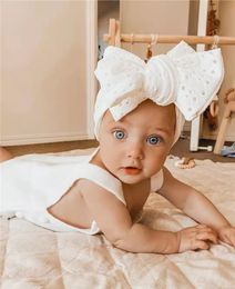2022 New Baby Girl Hollow Out Big Bow Headwrap Oversized Hair Bow Headband Turban Knotted Hair Band for Newborn Infants Toddlers