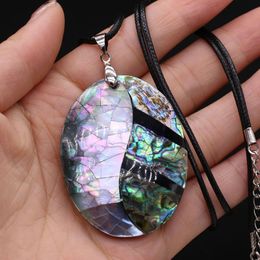 wholesale pendants for jewelry making UK - Pendant Necklaces Natural Shell Necklace Abalone Splicing Ellipse For DIY Jewelry Making Bracelet Gift Home DecorationPendant