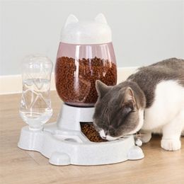 2.2L Pet Dog Cat Automatic Feeder Bowl for Dogs Drinking Water 528ml Bottle Kitten Bowls Slow Food Feeding Supplies 220323