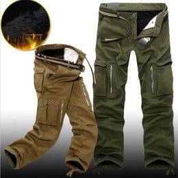 Winter Fleece Warm Tactical Pants Zip Cotton Trousers Loose Army Green Cargo Men Casual Plus Thicken Tooling size 40 220325