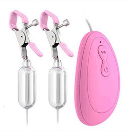 Nxy Eggs 10 Modes Vibrating Egg Metal Nipples Clamps Clitoris Clips Labia Vibrator Breast Massage Female Masturbation Sex Toys for Women 220421