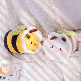 30Cm 1Pc Kawaii Plush Fat Animals Bee Toys Super Soft Stuffed Bee Cushion Sofa Cushion For Kids Birthday gift J220729