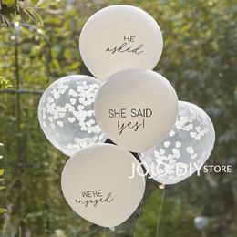 5pcs White Engagement Balloons Engagement Party Decorations She Said Yes Balloons Confetti Balloons Engagement Party Decorations