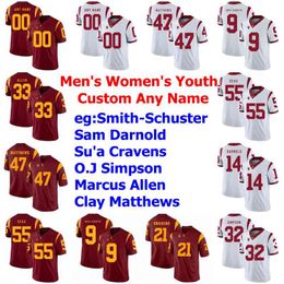 Custom USC Trojans Jerseys Womens Darnold Jersey Matt Fink JT Daniels Vavae Malepeai Michael Pittman Jr. College Football Jerseys Stitched