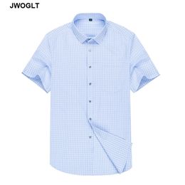 Youth Men Summer New Korean Fashion Men's Casual Shirt Button Down Slim Fit Short Sleeved Social Plaid Shirts 4XL 5XL Blouse 210412