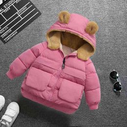 Winter Cotton Coat Long Sleeves Solid Children Coat For Boy Girl Autumn Baby Girl Toddler Coat Keep Children Running 2022 J220718