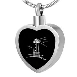 Pendant Necklaces Cremation Jewellery Selling Stainless Steel Black Enamel Heart Lighthouse Memorial Urn Keepsake Ashes NecklacePendant Neckla