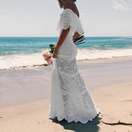 Flower Lace Dress Women Sling Cross Wedding Beach Elegant Party Evening Slim Hollow Summer Dresses Femme Robe Casual