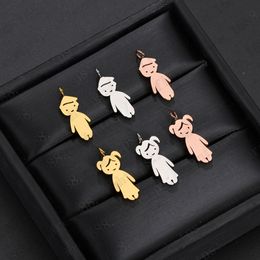 Cute cartoon boy girl necklace stainless steel tricolor free combination home necklace lettering jewelry