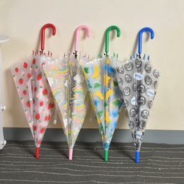 Kids Transparent Umbrella for Rain Girl's Windproof Rain Portable Umbrella Durable Cute Cartoon Alpaca Sun Fower Girl Gifts 220707