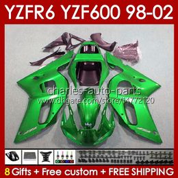 Fairings Kit For YAMAHA YZF 600 CC YZF-600 YZF R6 R 6 98-02 Body 145No.156 YZF600 600CC Cowling YZF-R6 1998 1999 2000 2001 2002 YZFR6 98 99 00 01 02 OEM Bodywork green stock blk