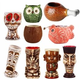 Ceramic Tiki Creative Porcelain Beer Wine Mug Cup Drinkware 220727