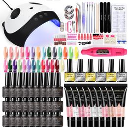 Nail Art Kits Set And 54W Lamp Dryer Gel Polish Kit Drill Machine Manicure Polygels Soak Tools Sets