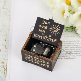 Decorative Objects & Figurines Wood Carving And Colour Printing Music Box Vintage You Are My Sunshine Wooden Carved Hand Cranked Ornaments Gi