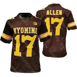 A3740 2021 College Wyoming Jersey 17 Josh Allen New NCAA White Coffee Embroidery All Stitched Adult Youth