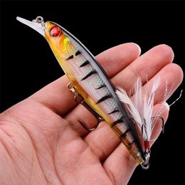 1PCS Laser Minnow Fishing Lure 11CM 13G pesca hooks fish wobbler tackle crankbait artificial japan hard bait swimbait 220726