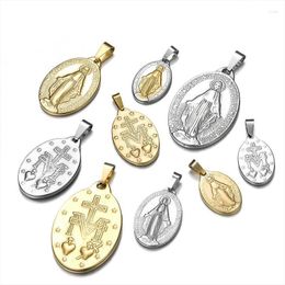 Pendant Necklaces 10 Piece Wholesale Price Stainless Steel Virgin Mary Oval Pendants Necklace For Women Men Unisex Catholicism Jewelry