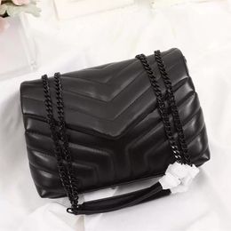 op Quality luxurious bags LOULOU Women's Designer Black Leather Large-Capacity Chain Shoulder Bag Quilted Messenger Handbags Purse Shopping Wallets Totes
