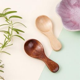 2Pcs Mini Natural Wooden Spoon Scoop Tea Honey Coffee Condiment Salt Sugar Spoon Tiny Spoon Cooking Tools Kitchen Gadgets