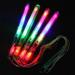 1PCS LED Luminous Colorful Glow Sticks Colorful Flashing Sticks With Rope Glowing Toys Concert Support Night Party Gadgets C0628G02