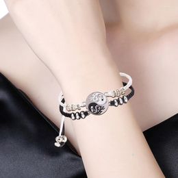 Link Chain 2 Pcs/lots Couple Bracelet Yin Yang Chinese Style Vintage Black White Red Rope Adjustable Hand Jewelry Wholesale 2022 Inte22