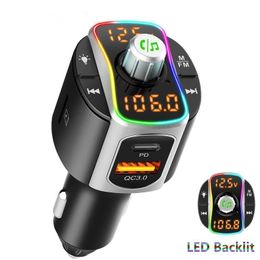 BC67 bluetooth Car kit FM Transmitter Bluetooth5.0 Universal MP3 Audio Music Player Dual USB QC3.0+PD Fast Charging Wireless Handsfree Receiving with LED Backlit