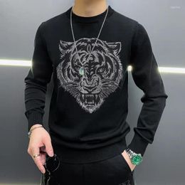 Men's Sweaters Men's Sweater Long-Sleeved Casual Pullover Knitted Round Neck Tiger Top Star Black And White M-5xlMen's Men'sMen's Olga22