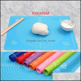 Mats Pads Table Decoration Accessories Kitchen Dining Bar Home Garden Ll Sile Baking Pad With Dial 50X40Cm Non-Stick Knea Dhcod