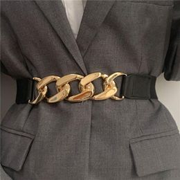 Belts Gold Chain Belt Elastic Silver Metal Waist For Female High Quality Stretch Cummerbunds Ladies Coat WaistbandBelts
