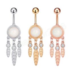 Dangled Belly Button Rings Women Girls Gold Color Crystal CZ Belly Piercing Nombril Steel Jewelry