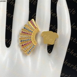 Multicolor Diamond Rings Womens Party Open Ring Retro Portrait Gold Ring Classic Designer Jewelry