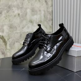 Elegant Gentleman Brushed Leather Derby Loafers Shoes Light Rubber Sawtooth Sole Sneakers Black Calfskin Oxford Walking Party Wedding Dress Moccasins 38-45