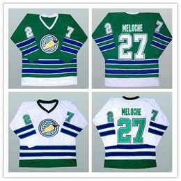 CeUf Gilles Meloche California Golden Seals Green White Hockey Jersey Embroidery Stitched Customise any number and name Jerseys
