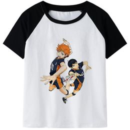 Men's T-Shirts Anime Haikyuu Printed T Shirt Men Harajuku Kawaii Tshirt Karasuno Funny Cartoon Graphic T-shirt Unisex Hip Hop Tops Tees Male