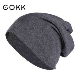 Cokk Hats For Men Women Unisex Summer Autumn Hats For Women Thin Beanie Hip Hop Cap Knitted Hat Female Male bone Soft Black J220722