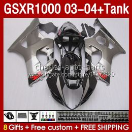 OEM Fairings & Tank For SUZUKI silvery grey GSXR-1000 K 3 GSX R1000 GSXR 1000 CC 03-04 Body 147No.1 1000CC GSXR1000 K3 03 04 GSX-R1000 2003 2004 Injection Mould Fairing kit