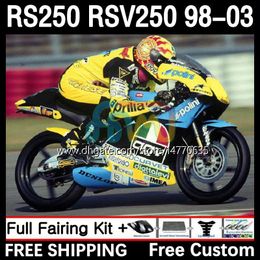 Fairings and Tank cover For Aprilia RSV RS 250 RSV-250 RS-250 RSV250 98-03 4DH.84 RS250 RR RS250R 98 99 00 01 02 03 RSV250RR 1998 1999 2000 2001 2002 2003 Body yellow blue