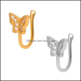 Body Arts Tattoos Art Health Beauty Star Clip On Nose Ring Diamond Copper Non Piercing Jewelry Faux Butterfly Clips Dhk9I