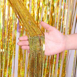 Party Decoration Backdrop Curtains Tinsel Glitter Shimmer Wall Decor Bachelor Adult Foil Anniversary Birthday Door Fringe Wedding PartyParty